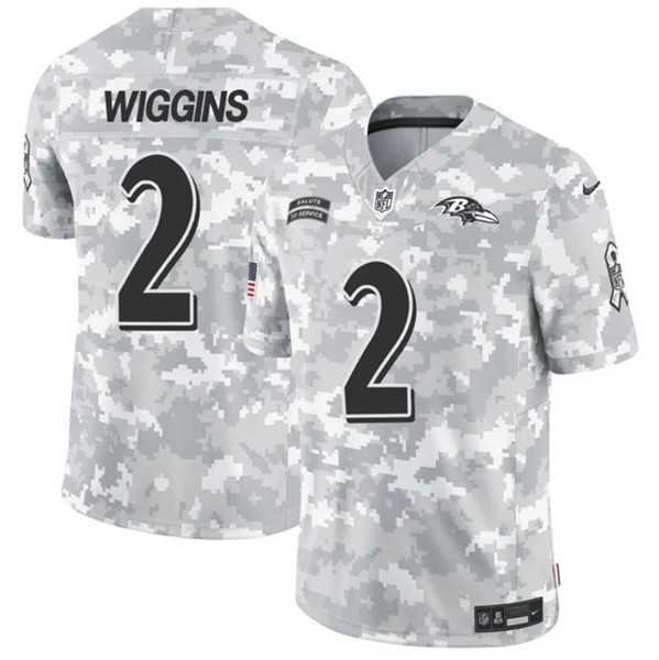 Mens Baltimore Ravens #2 Nate Wiggins 2024 F.U.S.E. Arctic Camo Salute to Service Limited Stitched Jersey Dzhi